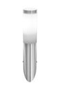 Lantern luminaire, isolated lit inox lamp macro closeup, modern