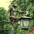 Lantern monkey statue in the park.