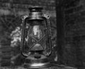 A old lantern in black and white