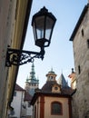 Lantern on a narrow street in Prague castle Royalty Free Stock Photo