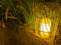 Lantern in night garden Royalty Free Stock Photo