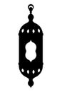Lantern with a patterned window. Silhouette. The lamp is decorated with rhombus to diffuse light