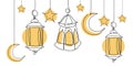 Lantern ramadan continuous line drawing decorative design on white background