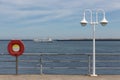 Lantern and rescue equipment at harbor of German island Helgoland Royalty Free Stock Photo