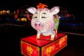 Lantern in the shape of a symbol of the year - Pig. Royalty Free Stock Photo