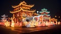 The lantern show venue was decorated with animal-shaped lanterns all over the place.AI Generated