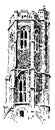 Lantern Tower at Grey Friars, King`s lynn, vintage engraving