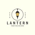 lantern with vintage style logo vector illustration template design, street lamp logo with emblem graphic Royalty Free Stock Photo