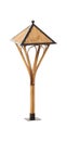 lantern on wooden tall post isolated