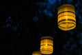 Lantern in the yard, night and warm light, hanging lanterns