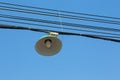 Lanterns on cables. Electrical cables and clutter