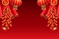 Lanterns and curtain,fireworks for chinese holiday Royalty Free Stock Photo