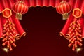 Lanterns and curtain,fireworks for chinese holiday Royalty Free Stock Photo