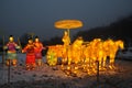 Lanterns in the form of a Chinese lord on a horse-drawn cart