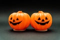 Lanterns in form of Halloween pumpkins isolated on a black background