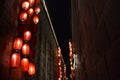 The lanterns hanging in the alley of the scenic Jinli Ancient St Royalty Free Stock Photo