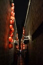 The lanterns hanging in the alley of the scenic Jinli Ancient St Royalty Free Stock Photo