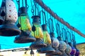 Lanterns hanging at a shop in Shilparamam Royalty Free Stock Photo