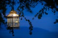 Lanterns hanging from the trees to decorate at sunset bird cage Royalty Free Stock Photo