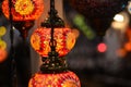 Colorful lamps in the crowded streets Royalty Free Stock Photo