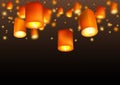 Lanterns isolated on transparent background. Happy Diwali festival decoration elements.