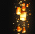 Lanterns isolated on transparent background. Happy Diwali festival decoration elements