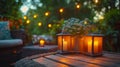 Lanterns on Wooden Table Royalty Free Stock Photo