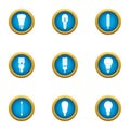 Lanthorn icons set, flat style Royalty Free Stock Photo