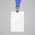 Lanyard badge id card template. Blank identity lanyard plastic and metal tag design name for company