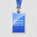 Lanyard badge id card template. Blank identity lanyard plastic and metal tag design name for company