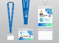 Lanyard design. Identification card with ribbon. Metal closure and card with plastic. Accreditation for events, meetings, fairs,