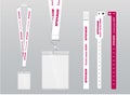 Vector illustration of lanyard and bracelets for identification and access to events. Security and control elements.