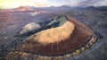 Lanzarote island. Timanfaya national park. aerial drone view Royalty Free Stock Photo