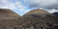 Lanzarote - Montana de Pedro Perico with lava field in front Royalty Free Stock Photo