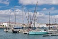 Lanzarote, Spain, December 28, 2020: Image of boats in the Marina of Arrecife on the island of Lanzarote, Canary Islands Royalty Free Stock Photo