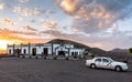 Sunset on vineyards in La Geria, Lanzarote, Canary Islands