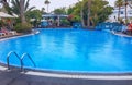 Lanzarote, Spain;10 February 2019 ;Complex swimming pool Royalty Free Stock Photo