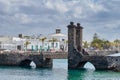 Lanzarote  Spain  February 3  2020: View of the bridge of the balls the city of Arrecife on the island of Lanzarote Royalty Free Stock Photo