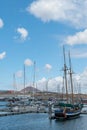 Lanzarote / Spain - October 13, 2019: Image of boats in the marina of Arrecife on the island of Lanzarote, Canary Islands Royalty Free Stock Photo
