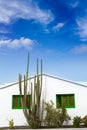 Lanzarote Teguise white and cactus village Royalty Free Stock Photo