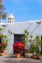 Lanzarote Teguise white village with church tower Royalty Free Stock Photo