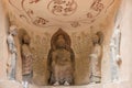 LANZHOU, CHINA - SEP 30 2014: Buddha Statues at Bingling Cave Te Royalty Free Stock Photo