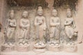 LANZHOU, CHINA - SEP 30 2014: Buddha Statues at Bingling Cave Te Royalty Free Stock Photo