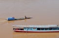 Fisherman in boat at Mekong river. Luang Prabang. Laos.