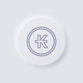 Lao kip currency symbol coin icon, White Neumorphism soft UI Design.