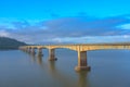 The Lao Nippon bridge over the mekong river in the southern laos in themorning