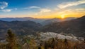 Laohuzui Tiger Mouth rice terrace at sunset, Yuanyang, Yunnan, China