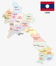 Laos administrative and political map with flag