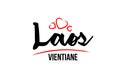 Laos country with red love heart and its capital Vientiane creative typography logo design