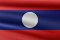 Waving silk flag of Laos